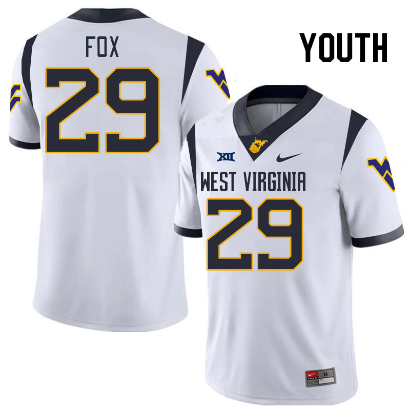 Youth #29 Preston Fox West Virginia Mountaineers College 2024 New Uniforms Football Jerseys Stitched